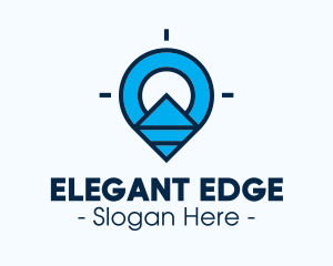 Blue Geometric Pin logo design