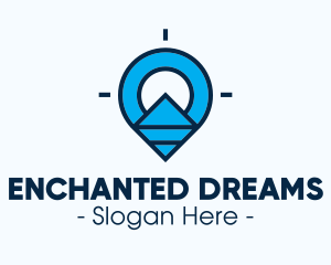 Blue Geometric Pin logo design