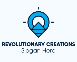 Blue Geometric Pin logo design