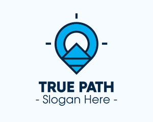 Blue Geometric Pin logo design