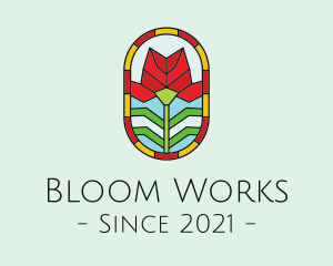 Rose Stained Glass Decoration logo design