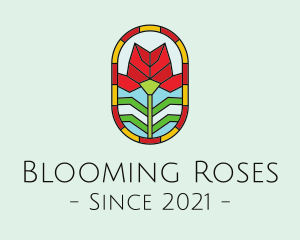 Rose Stained Glass Decoration logo design