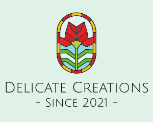 Rose Stained Glass Decoration logo design