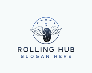 Tire Wings Vulcanizing logo design