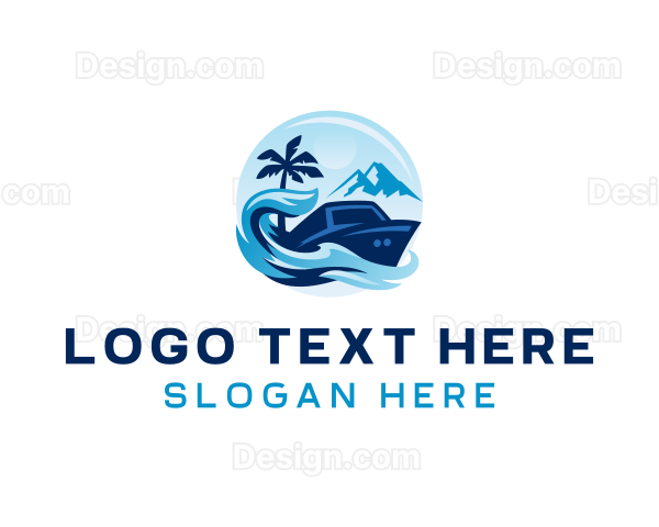 Cruise Ship Travel Destination Logo