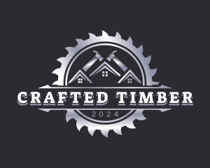 Sawblade Hammer Carpentry logo design