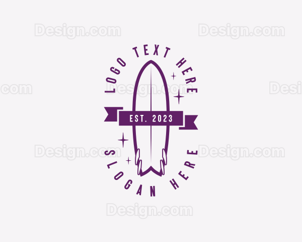 Beach Tropical Surfboard Logo