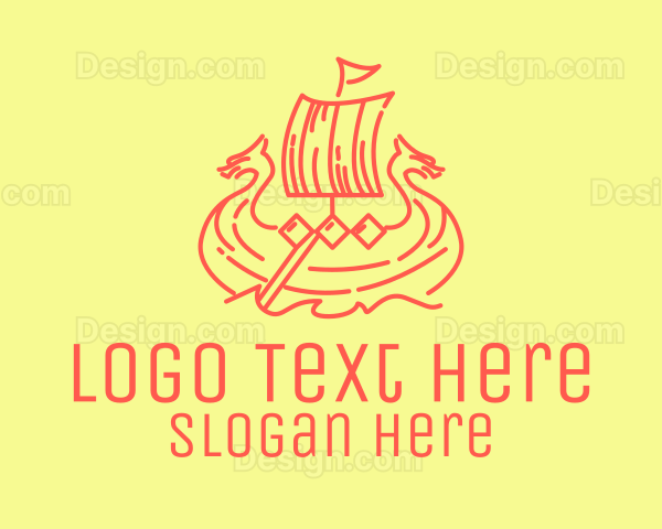 Vintage Viking Ship Logo