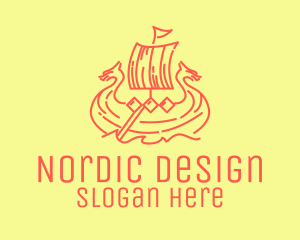 Vintage Viking Ship logo design