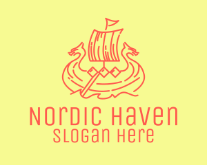 Vintage Viking Ship logo design