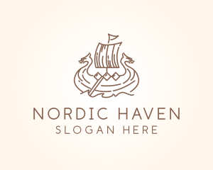 Longship Viking Ship logo design