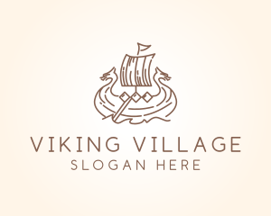 Longship Viking Ship logo design