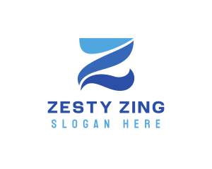 Blue Curvy Z logo design