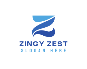 Blue Curvy Z logo design