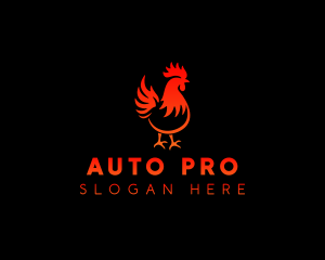 Rooster Bbq Flame Logo