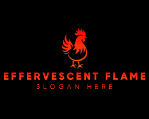 Rooster Bbq Flame logo design