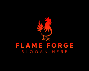 Rooster Bbq Flame logo design