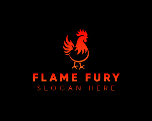 Rooster Bbq Flame logo design