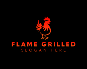 Rooster Bbq Flame logo design