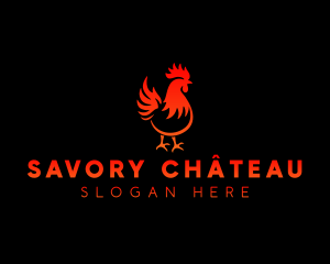 Rooster Bbq Flame logo design