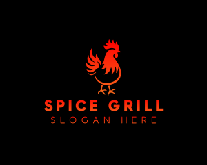 Rooster Bbq Flame logo design