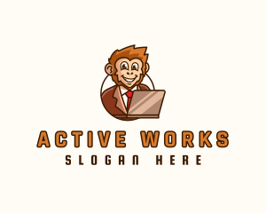 Monkey Office Worker logo design