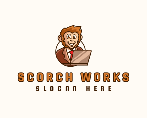 Monkey Office Worker logo design