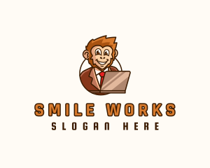 Monkey Office Worker logo design