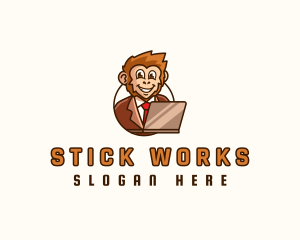 Monkey Office Worker logo design