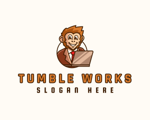 Monkey Office Worker logo design