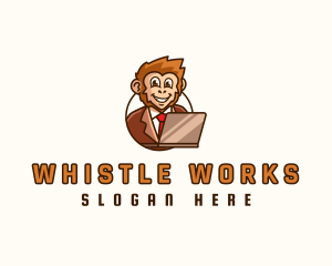 Monkey Office Worker logo design