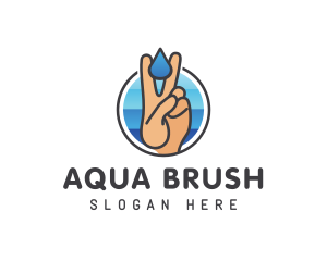 Hand Droplet Sanitation logo design