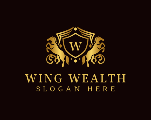 Premium Horse Wings Shield logo design