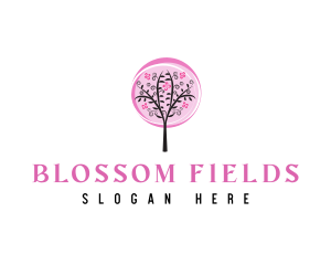 Pink Cherry Blossom Tree logo design