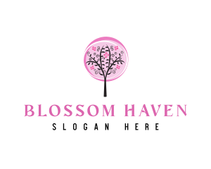 Pink Cherry Blossom Tree logo design