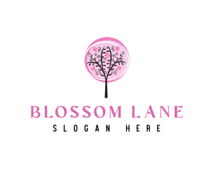 Pink Cherry Blossom Tree logo design