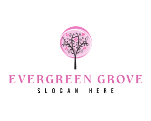 Pink Cherry Blossom Tree logo design