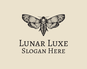 Rustic Lunar Moth logo design