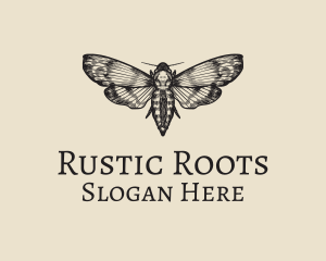 Rustic Lunar Moth logo design