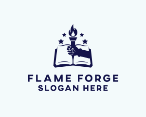 Flame Torch Book logo design