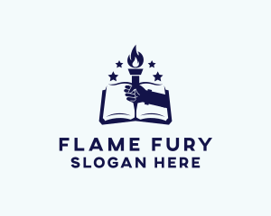 Flame Torch Book logo design