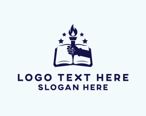 Literacy - Flame Torch Book logo design