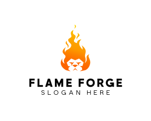 Flaming Lion Head logo design