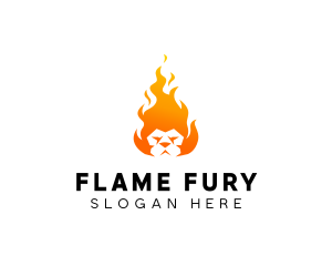 Flaming Lion Head logo design