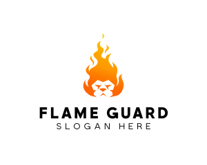 Flaming Lion Head logo design