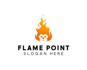 Flaming Lion Head logo design