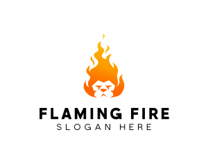 Flaming Lion Head logo design