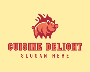 Pig Flame Grill logo design