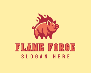 Pig Flame Grill logo design