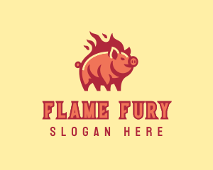 Pig Flame Grill logo design